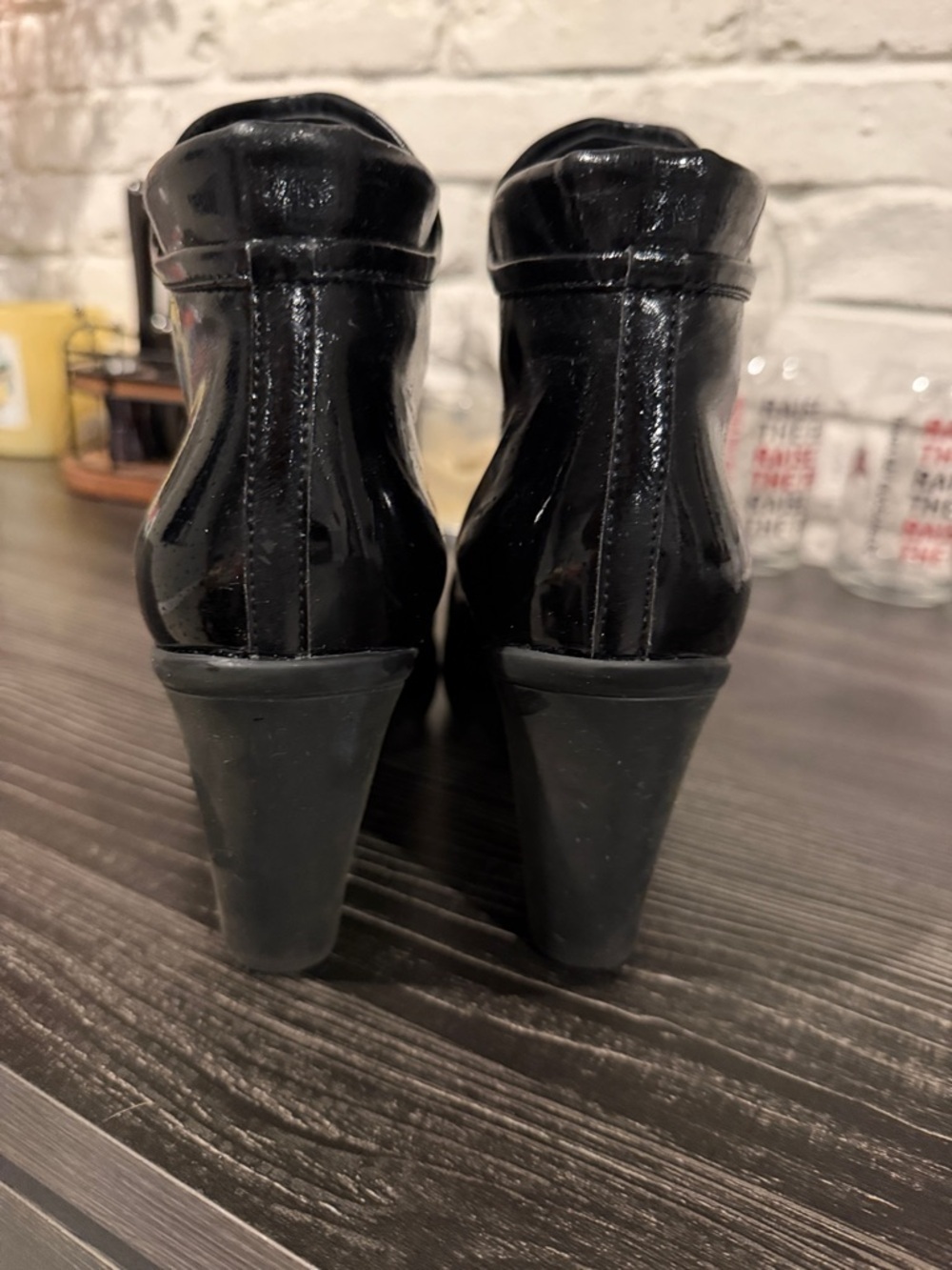 Aquatalia Black crinkle Patent Ankle Booties - Picture 3 of 7